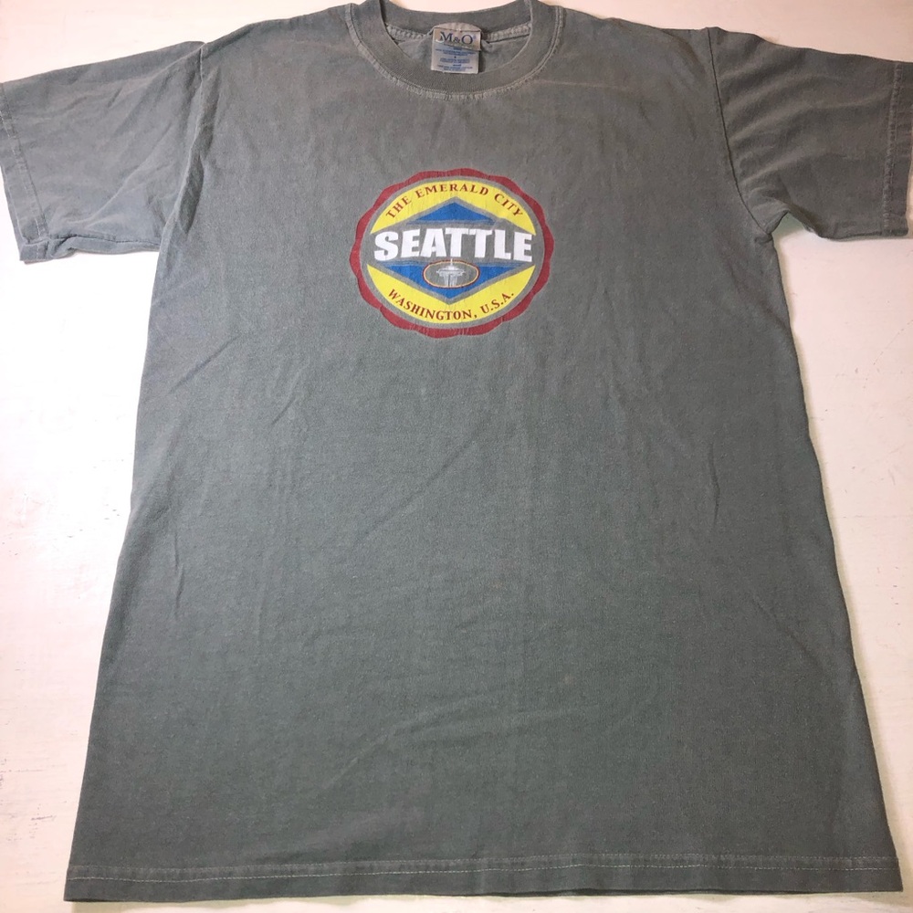 Seattle Graphic Tee - Sage Green, Small, pre-owned, 100% pre-shrunk cotton
